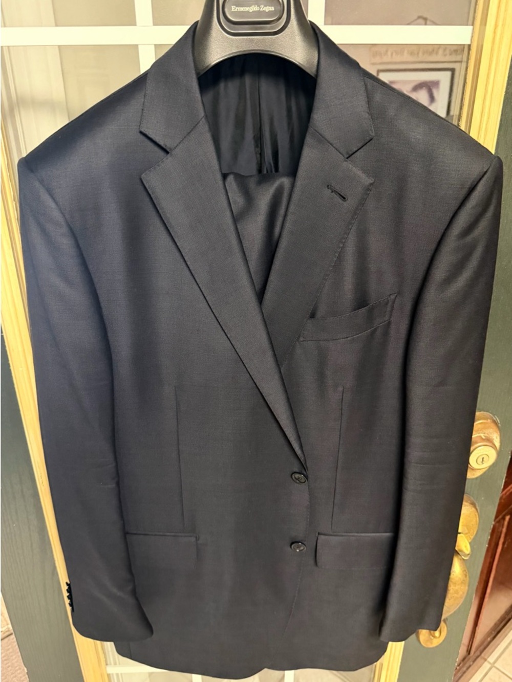 Ermenegildo Zegna Trofeo Milano Tic Tac Weave Suit Navy Blue 56R Or 46R US - Picture 4 of 15